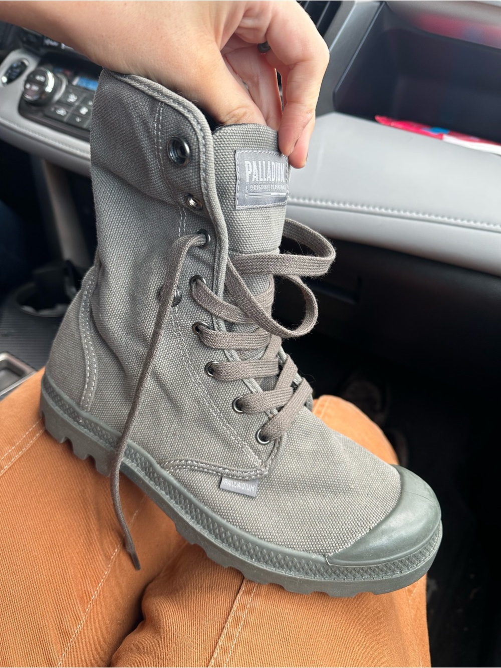 Palladium Green Canvas Lace-Up Boots
